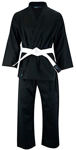 mmasport Kimono Karate in Cotone 230 gr 8 oz Divisa per Arti Marziali (2/150 cm, Completo, Nero)