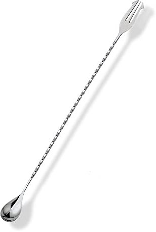 YUNAI In Acciaio Inox Bar Cucchiaio Di Miscelazione Con Forcella, Twisted Lungo Manico Cocktail Cucchiaio Forcella Bar Drink Mixer Agitatore Per Barista Casa Ristorante Uso