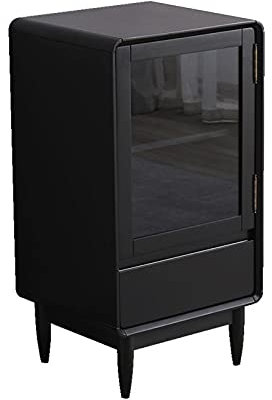 FIONEL Barschrank Holzweinkabine mit Schublade und Tür, multifunktionaler Spirituosenschrank for Hausküche Esszimmer Wine Rack (Color : Schwarz)