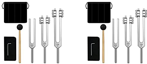 liovitor Stimmgabel-Set, 128 Hz, 256 Hz, 512 Hz, Stimmgabeln perfekt für Heilung, Chakra, Klangtherapie, Körperhaltung, 2 Stück