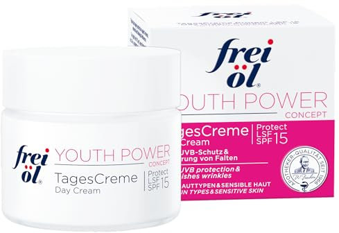 frei öl YOUTH POWER CONCEPT TagesCreme LSF 15 – gezielter UV-Schutz mit Hyaluron, Allantoin, Rotalge, Kamelienöl und Vitamin E, vegan & dermatologisch getestet, 50 ml