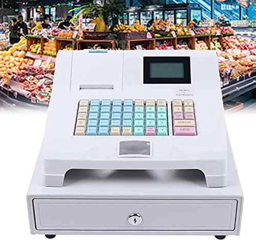 Registrierkasse Kasse,48 Tasten Elektronische Registrierkasse mit Abnehmbarem Cash Tablett und Thermischem Drucker,8 Digitale LED Kommerzielle Registrierkasse für Kleinunternehmen/Einzelhandel