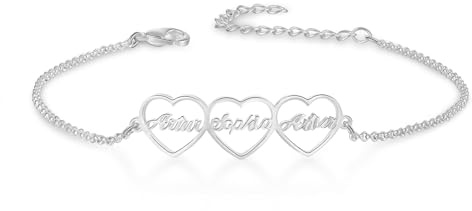 ALBERTBAND Personalisierter Herz Armbänder mit 1-4 Namen Infinity Armband Damen Armband mit Gravur Freundschaftsarmband Valentinstag Geburtstags Weihnachten Muttertag Geschenk