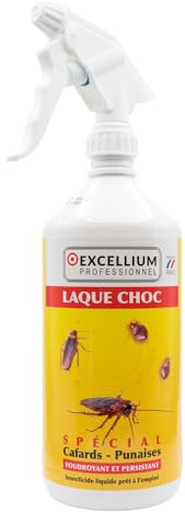 Excellium | Laque Choc Insecticide Rampants spécial Cafards & Punaises | Spray 1 L Protection Longue Durée