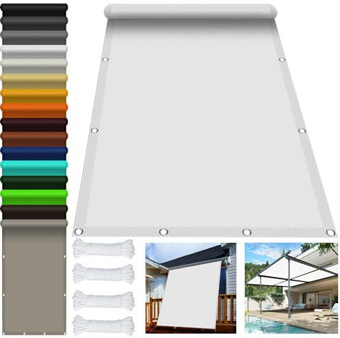 Vela Ombreggiante Tenda 2.2 x 3.2 m, Impermeabile Rettangolare Panno Ombreggiante con Occhielli, Pes Protezione UV 98%, per Giardino Terrazzo e Campeggio, Bianco