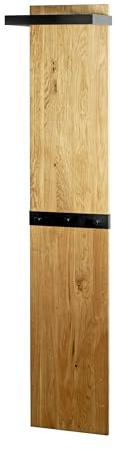 HAKU Wandgarderobe, eiche, schwarz, Massivholz - Maße: B 35 x H 175 x T 25 cm, Style: Modern