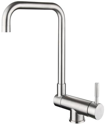 XJTNLB Mischbatterie Küche Vorfenster Chrom Küchenarmatur Klappbar 180° Wasserhahn Küche Kippbar Aus Edelstahl-Einspielermodus