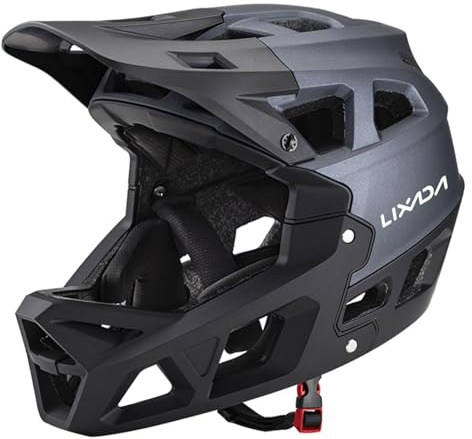 Lixada Casco Integrale da Mountain Bike Casco da Corsa per Mountain Bike per Adulti da Discesa per Uomo/Donna Casco da Mountain Bike per Adulti della Testa di 59-61 cm Casco da Bici