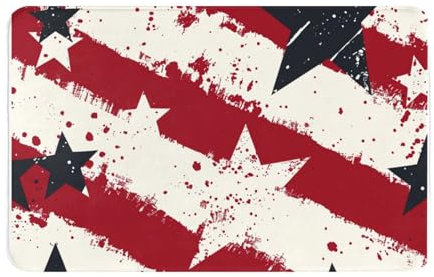 Mexpekil Rutschfester Badteppich für Badezimmerboden, patriotischer Stern der amerikanischen Flagge, 50 x 80 cm, super Wasseraufnahme, gemütliches Design, maschinenwaschbar