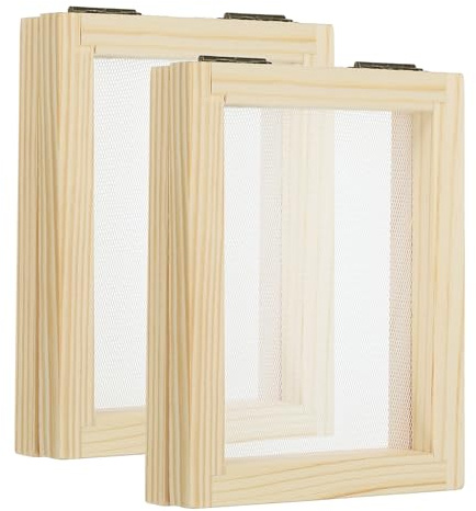 PATIKIL 4x5 A7 Wooden Paper Making Screen, 2 Pack Paper Making Mould Papermaking Mould Deckle Printing Frame for DIY Paper Craft Tool Dried Flower Handcraft, Natural Color