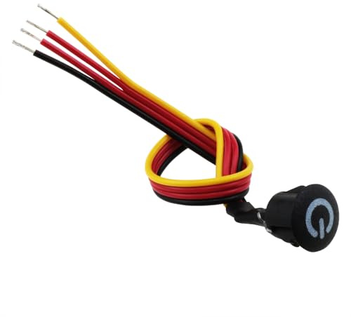 PIYANYO Touch Switch Dimmer Switch LED, 10mm/0.39 with Switch Cable, for on/Off stepless Dc 5V to 24V lamp Strip Brightness Controller Dimmer Switch, Black 1PCS