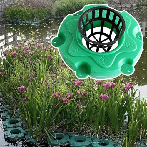 Runder schwimmender Pflanztopf für Gartenteich, Teichkörbe für Landschaftsbau, wiederverwendbare Setzlingstöpfe, schwimmende Pflanzeninsel für die Flussbewirtschaftung im Terrassenpark (Farbe: Pflan