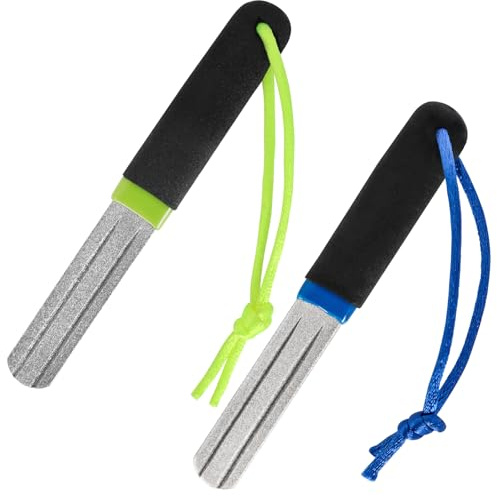 HaoHanEup V-Groove Dart Sharpener, 2Pcs Precision Double Sided Diamond Grinding File, Portable Hook Sharpener With Handle, Compact Slim Design, Rapid Sharpening Tool for Reduced Bounce Outs