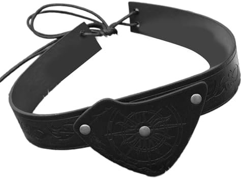 Xinsheinelry Mittelalterlicher Piratenleder Geprägtes Eyepatch Einstellbares Kopfstück Für Larp Cosplay Und Themenfeier