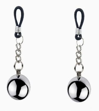 BDSMJOY set di morsetti per capezzoli, stimolatori per capezzoli con sfera in acciaio appesantita, set di bondage, set di costrizione, giocattolo BDSM, giocattolo erotico estremo per donne (Nero)