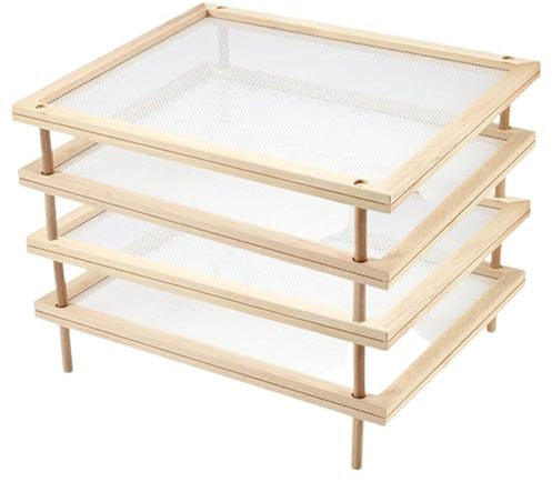 Secador de alimentos de madera, apilable, desmontable, para secar pasta, con red de circulación de aire, estante de almacenamiento de frutas abierto de madera pulida, saludable, seguro, ahorra espacio