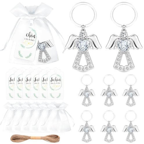 30 Stück Geburtstag Schutzengel Gold, Glücksbringer Engel Herz Anhänger, Engel Schlüsselanhänger Set, Gastgeschenke Schutzengel Anhänger for Hochzeit Verlobun Abschiedsgeschenk Kommunion-Souvenirs