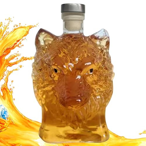 Bouteille de whisky Barwares - Bouteille de collecte de whisky, Décanteur d'alcool | Décanteur de bourbon tête de loup, élégante bouteille de whisky pour armoire de rangement de lico