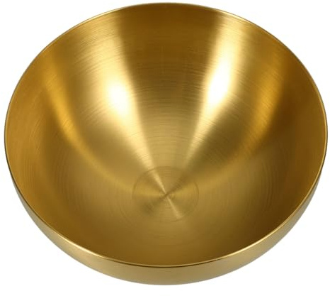 FUNNETOYU Ensaladera De Acero Inoxidable Grande De 25 Cm, Tazón De Metal Dorado Para Mezclar y Servir Ensaladas, Resistente y Multiusos Para Cocina, Hogar y Restauración