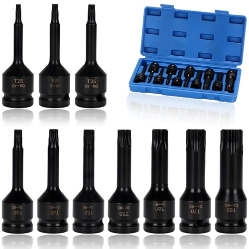 FIFIBANG 10Tlg. Innenvielzahn Steckschlüssel Set, 1/2 XZN Nuss Satz, M5,M6,M8,M10,M12,M14,M16,M17,M18,M19, Steckschlüsselsatz Vielzahn, Steckschlüssel Nusskasten Satz, Torx Stecknüsse