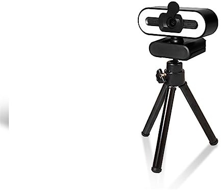 VXDEFP Webcam Cámara Web 1080P 4K Full HD con luz de Relleno de Anillo, computadora portátil, PC, transmisión en Vivo, cámara Web de Video con micrófono, cámaras giratorias(4K with Holder)