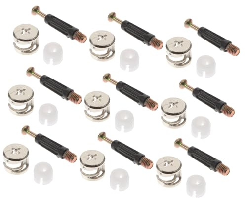 MUELODSIC 100 juegos Conectores para Muebles con Tuercas Excéntricas y Pasadores Preinsertados Herrajes de Aleación de Zinc y Nylon Alta Resistencia para Paneles de Armarios Estanterías