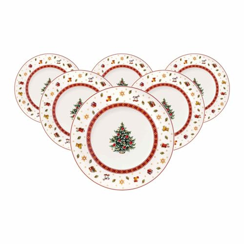 Villeroy & Boch – Toy's Delight Specials Frühstücks-/ Dessertteller 6er Set Weiß, Spülmaschinenfest, Mikrowellensicher, Teller, Frühstücksteller, Dessertteller, Weihnachtsgeschirr, Premium Porzellan