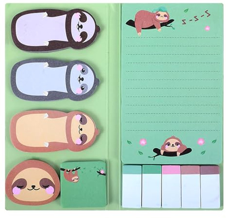 PEOVLVN 440 Blatt Haftnotizen Lustig Haftnotizen Seitenmarker Aufkleber Sticky Notes Haftnotizen Kinder Motiv Cute Animals für Faultier Geschenk Schulklasse Büro Beschreibbare und Entfernbare