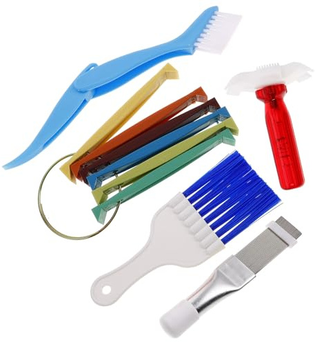TOBBOMEY Stainless Steel Air Conditioner Fin Comb with Brush Efficient Radiator Cleaner for Condenser Lightweight and Cleaning Tool Kit for Air Conditioner and Refrigerator Maintenance
