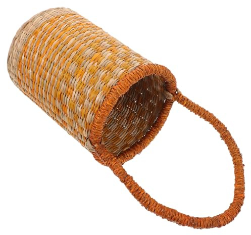 VICASKY Handwoven Seagrass Cylinder Basket Handles, Tall Decorative Wine Bottle Storage Basket for Home Organization and Party Decor