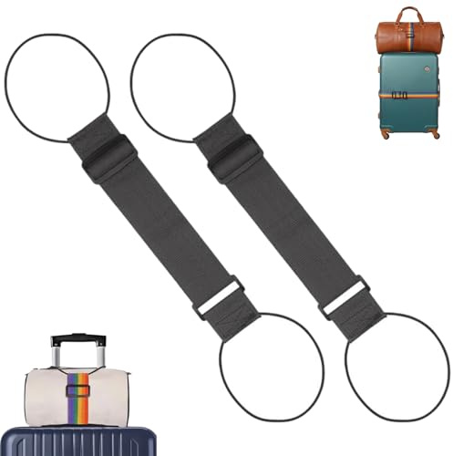 Sangles de connexion réglables et robustes pour valises, sangle arc-en-ciel robuste avec boucle réglable, accessoires de bagages imperméables et durables (noir)