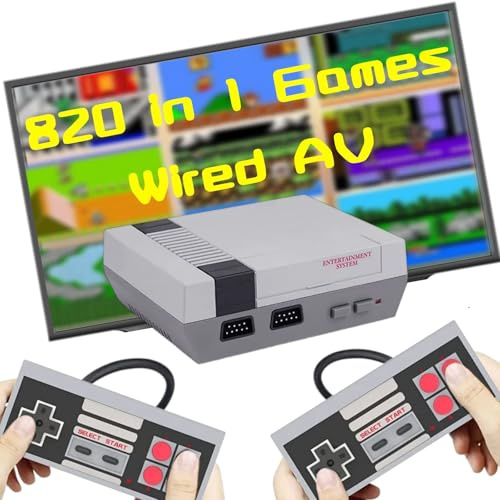 Retro Game Console, Classic Video Games Console Built-in with 800 Games System, Plug and Play with 2 Wired Controllers Handheld Games (Gray)