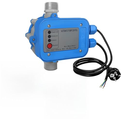 YZNAHRE Druckschalter elektronisch mit Kabel, 10 bar Pumpensteuerung Druckwächter, automatische Steuerung für Hauswasserwerk, Gartenbewässerung und Tiefbrunnenpumpe, Blau