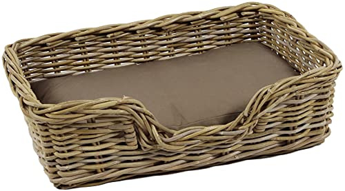 Kobolo Hundekorb Hundesofa aus stabilem Rattan geflochten 63x42x18 cm
