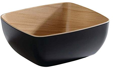 APS 84584 GN 1/6 Schale FRIDA, 17,6 x 16,2 cm, Höhe 7,5 cm, Melamin, schwarz/Holzoptik
