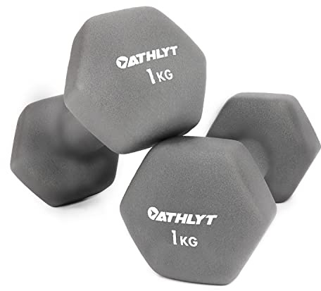 Athlyt Neoprene Dip Dumbbell Set, 2 x 1kg, Grey