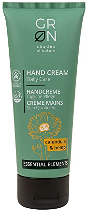 Groen 30194 crema de manos cosmética orgánica cuidado diario - cáñamo orgánico y caléndula orgánica - textura de absorción rápida - vegano - 75 ml