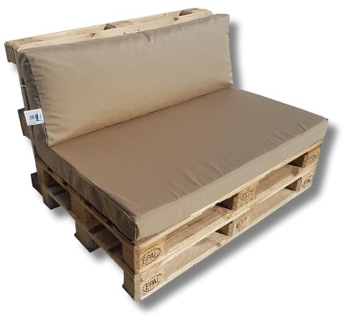 Natalia Spzoo Palettenkissen Set für Palettenmöbel Sitzkissen und Lehne mit Reißverschluss passend für Paletten 120 x 80 cm (Hellbraun)