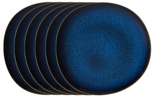 Villeroy & Boch LAVE BLEU Frühstücksteller Größe: Ø 23cm, 6er Set, in der Farbe Blau aus Steingut, 1042612640-SET6