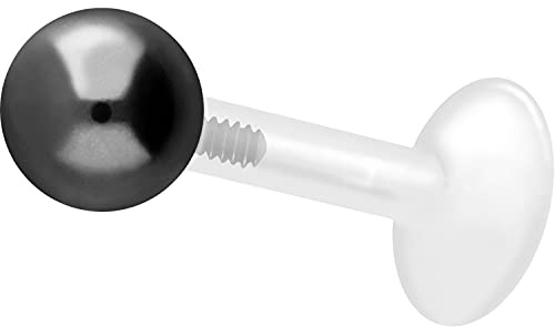 PIERCINGLINE PTFE Labret mit Innengewinde | Titan AUFSATZ KUGEL| Piercing Lippe Nase Ohr Helix | Farb & Größenauswahl