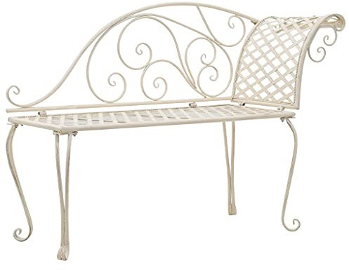 TEWTX7 Vintage-Stil Garten-Chaiselongue Metal Gardenchaise Metallbank Ruhebank mit Rückenlehnen Wetterfesten Chaiselongue 128 x 46 x 88 cm