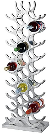 MichaelNoll Weinregal Flaschenregal Flasche Aluminium Silber Luxus - Weinständer, Regal Modern aus Metall Raw - Flaschenhalter/Flaschenständer für Flaschen Sekt, Wein und Champagner - 101 cm XXL