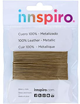 INNSPIRO Cordón Cuero metálico Dorado 1,5mm. 5m.