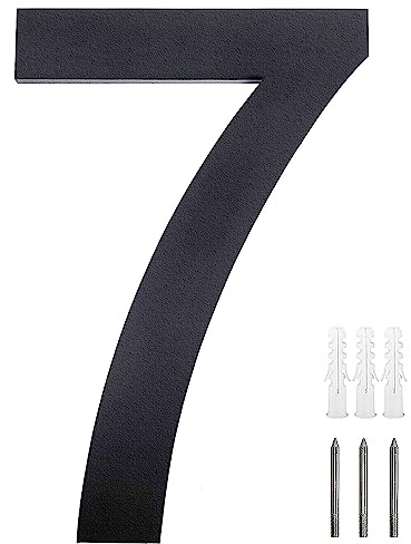 Meision Hausnummer Anthrazit Edelstahl Hausnummer RAL 7016 Feinstruktur Pulverbeschichtet aus Massivem Schrift Arial Mit Schrauben Höhe 20cm - Ziffer 7