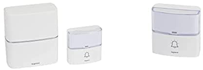 Legrand - Kit Serénité carillon et sonnette sans fil 30 mélodies + MP3 alimentation par piles - blanc & Legrand - Sonnette Sérénité sans fil carrée IP54 pour carillon - blanc