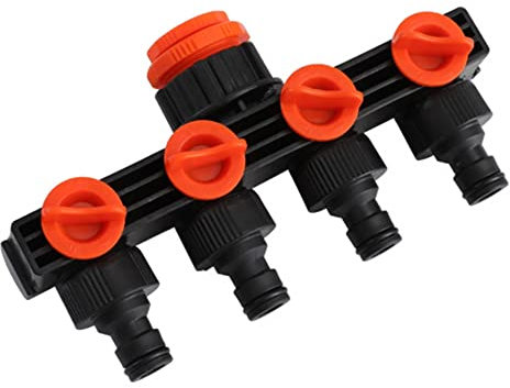 Adaptateur de robinet de jardin sorties à 4 voies. Dérailleur de robinet de 3/4 ou 1. Distributeur de robinet avec connexions à plusieurs tuyaux. Verrouillage marche/arrêt. Clé d'arrêt individuelle