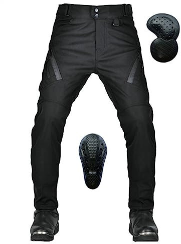 YuanDiann Motorradhose wasserdichte Winddicht Einstellbar Herren Textil Motorrad Bikerhose mit Verbesserter Protektoren Schwarz XL