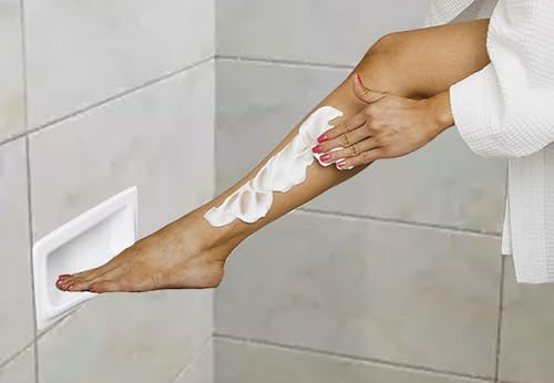 Aeovot Niche Porte Savon Douche, Repose Pied Douche, Niche à Savon Encastrable Salle de Bain, Etagere de Douche Ceramique, Ne Rouille Pas et Ne Moisit Pas, Facile à Nettoyer