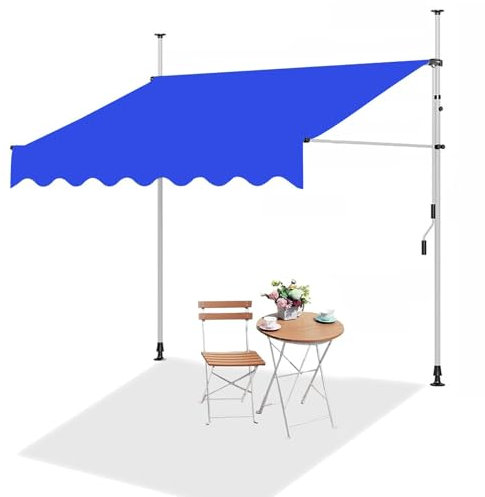 LYUCAYHQ Tenda da Sole a Bracci Estensibili, Tende da Sole per Esterno, Tettoia per Tende Sole per Porta Finestra Regolabile per Cortile, Giardino, Balcone, Staffa Bianca (Color : Blue, Size : 350cm