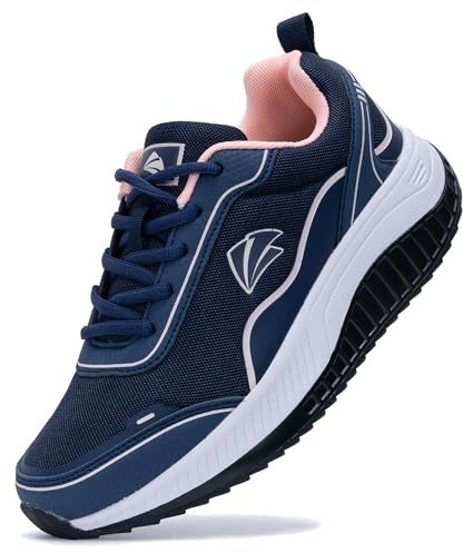 QAUPPE Womens Walking Shoes with Arch Support Wide Orthotic Athletic Sneakers Plantar Fasciitis Tennis for Heel and Foot Pain Relief BluePink US 9